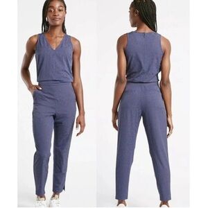 Athleta Brooklyn Textired Jumpsuit Sz 2 Medieval Violet  Cheetah Blue Cropped